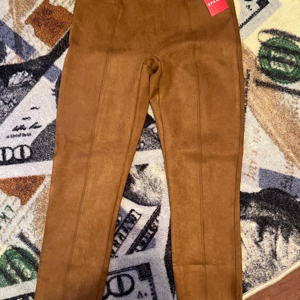 SPANX Camel Faux Suede Leggings